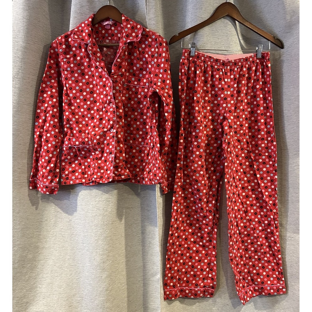 Victorias Secret Pink Polka Dot Sleepwear Pajama Set Pink Label Sz Small‎